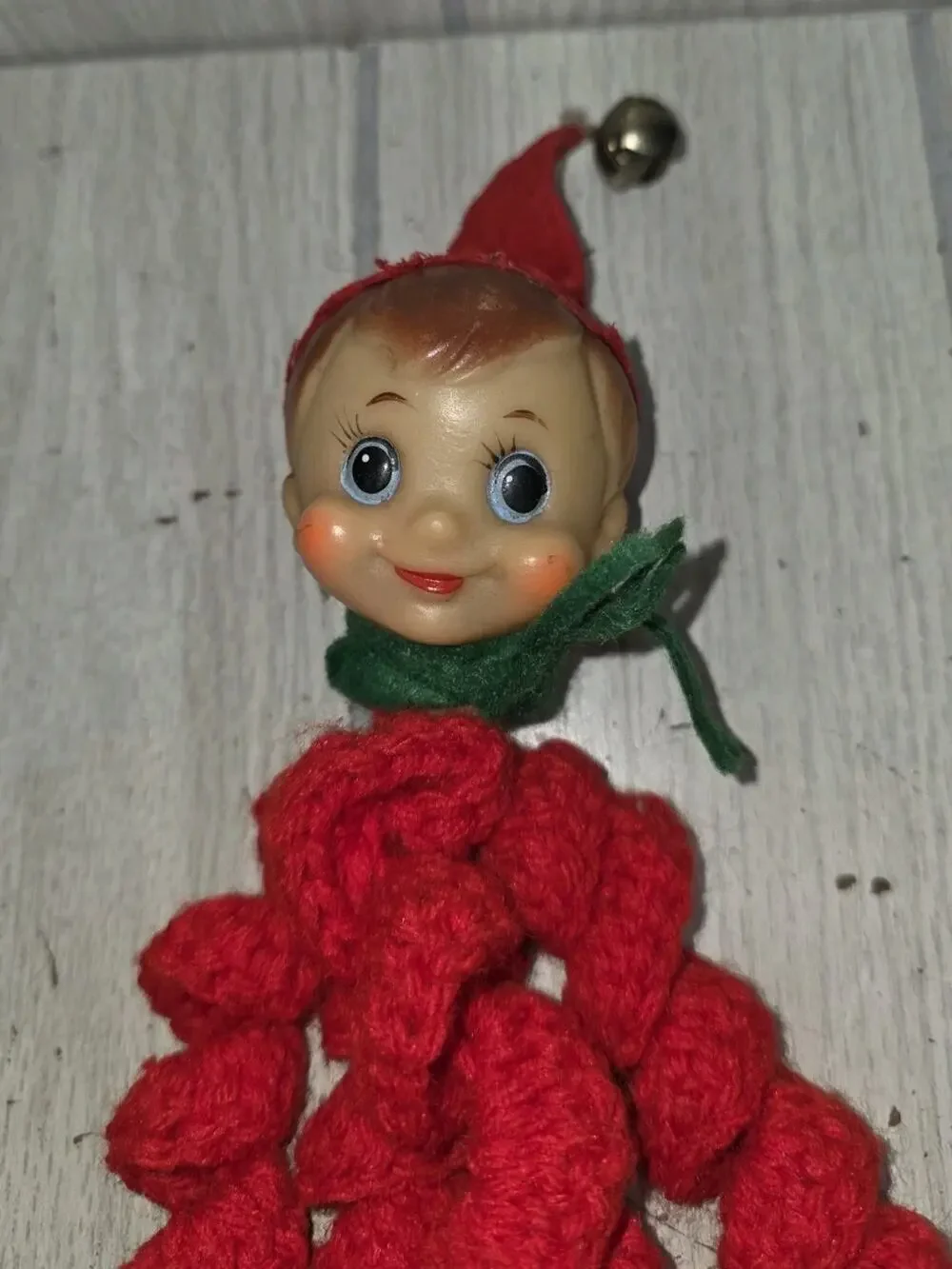 Vintage Handmade 1950s Christmas Elf Door Jingle Bells Holiday Festive Pixie